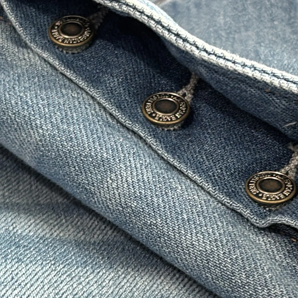 American Eagle Women’s Distressed Button-fly Straight Leg Jeans 14Long - Picture 8 of 13